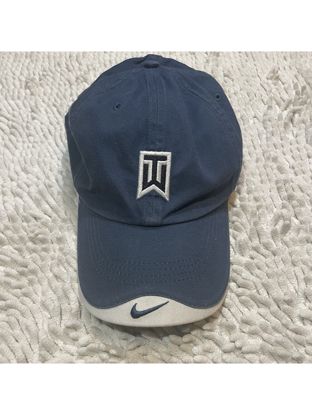 Nike Tiger Woods Hat Cap Strap Back Blue White Center Swoosh Brick Brewing